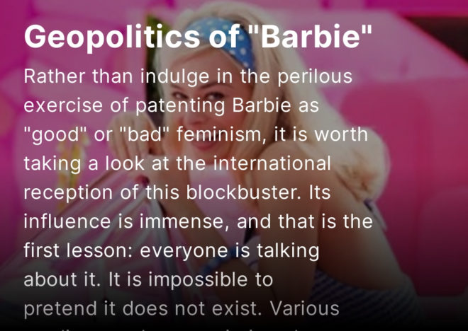 Geopolitics of « Barbie »